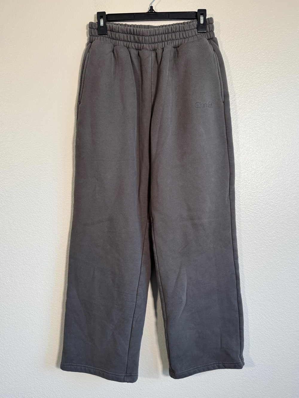 Comfrt Basic Straight Leg Fleece Sweatpants in Charcoal Grey - M